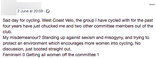 West Coast Velo. A Sexist Cycling Club for 2018.